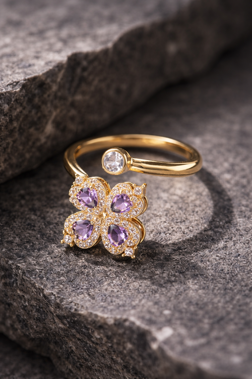 Layda Bloom™ Purple Zircon Pendant — Gold-Tone Shine