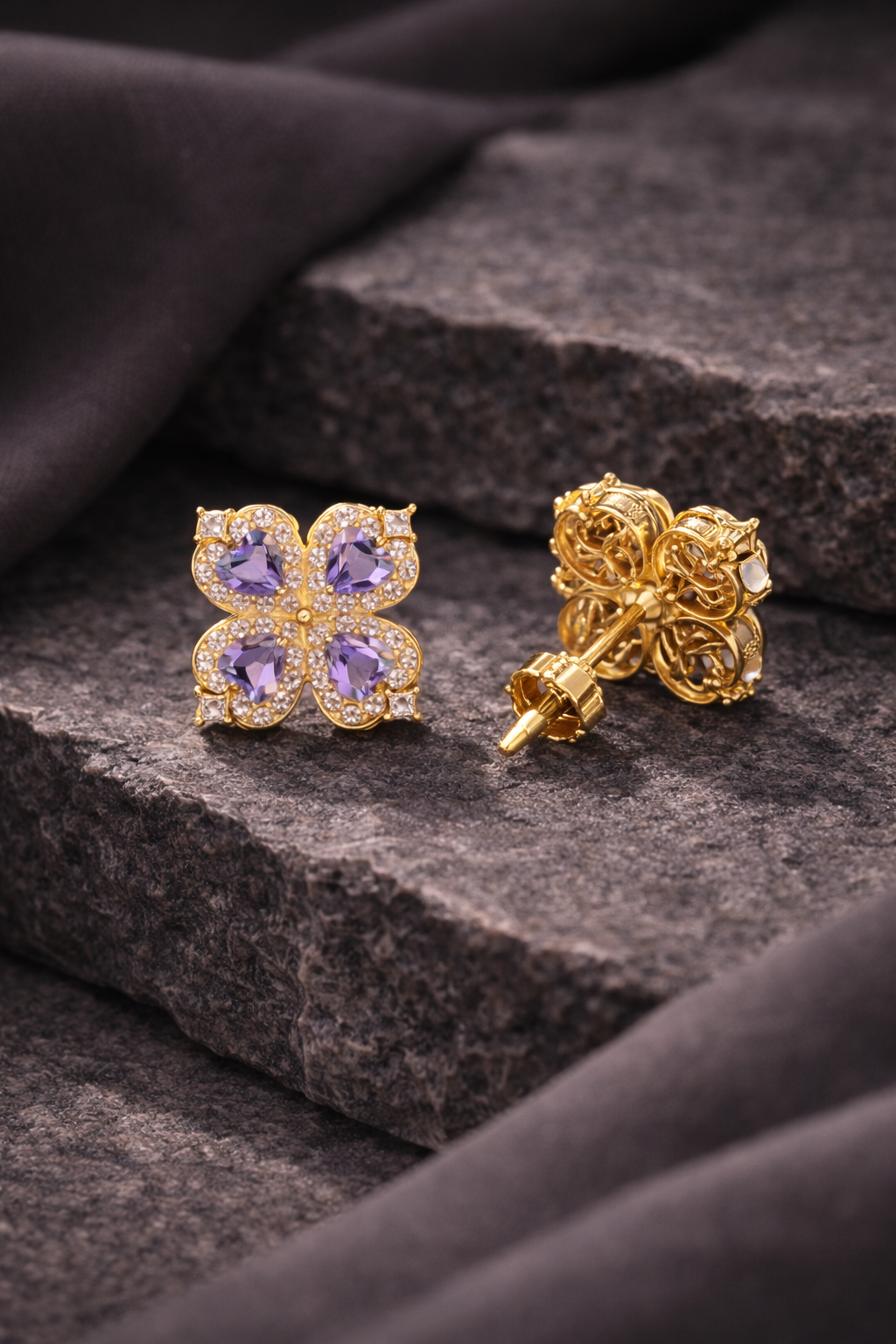 Layda Bloom™ Purple Zircon Pendant — Gold-Tone Shine